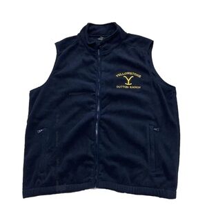 Yellowstone Dutton Ranch Men's Black zip up Fleece Vest Big Men’s 2XL